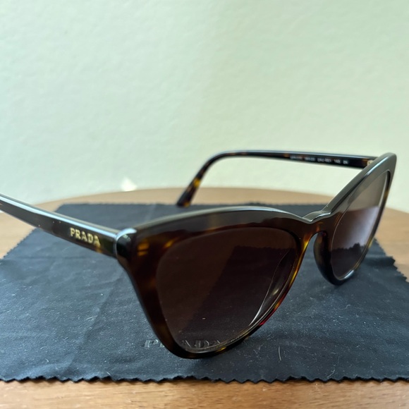 Prada SPR 01V Oversized Cat Eye Sunglasses - Havana Dark Brown Tortoise Shell - Picture 7 of 16